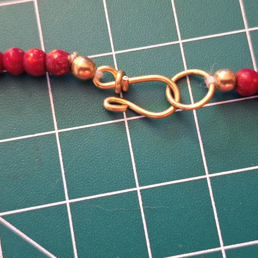 Vintage Cherry Red Coral Coin Bead Necklace‎ - Retro 50s